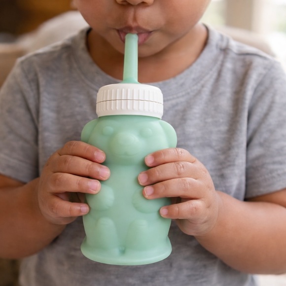Legendairy Milk Other - Legendairy Honey Bear Silicone Straw Training Cup – Mint
